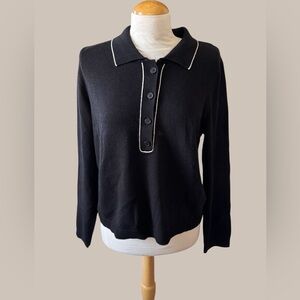 Max Studio  Black Collared Button-Up Women's Top